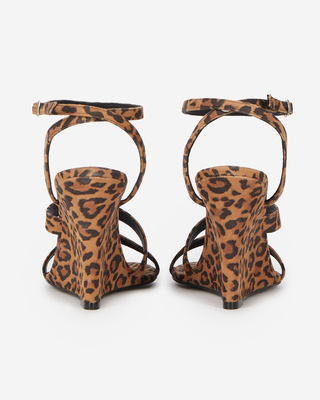 Leopard colt-effect wedge-heeled sandals