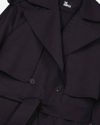 Fluid trench coat in navy wool blend