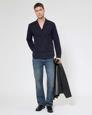 Navy suit collar shirt