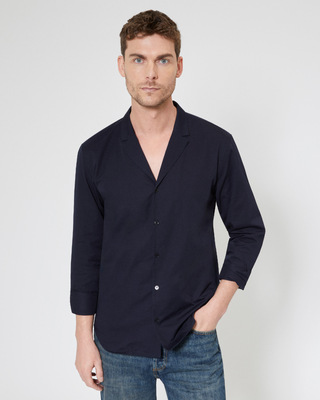 Navy suit collar shirt