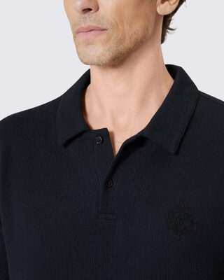 Honeycomb polo shirt with navy crest