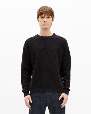 Navy button sweater