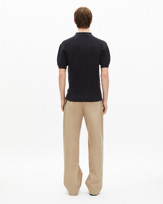 Navy polo-neck zip sweater