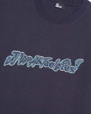 What Is navy denim patch t-shirt
