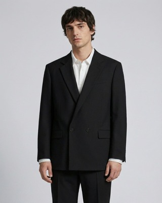 Navy double-breasted suit jacket