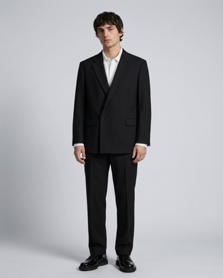 Navy double-breasted suit jacket