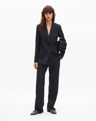 Navy wool blend suit jacket