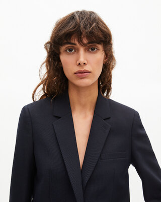 Navy wool blend suit jacket
