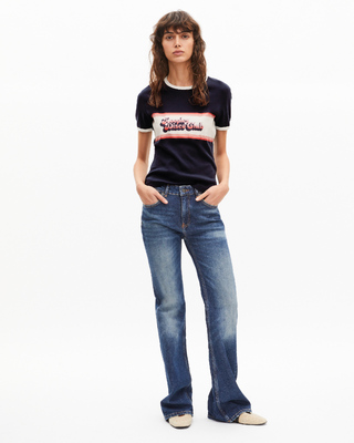 T-shirt with navy screen print