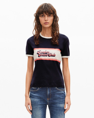 T-shirt with navy screen print