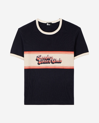 T-shirt with navy screen print