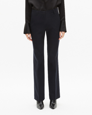 Navy wool blend straight-leg tailored pants