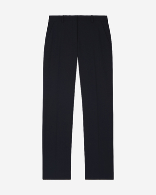 Navy wool blend straight-leg tailored pants