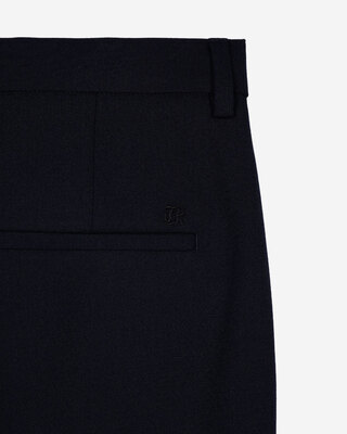 Navy wool blend straight-leg tailored pants