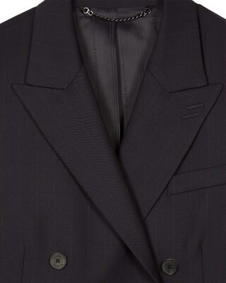 Double-breasted suit jacket in navy striped wool