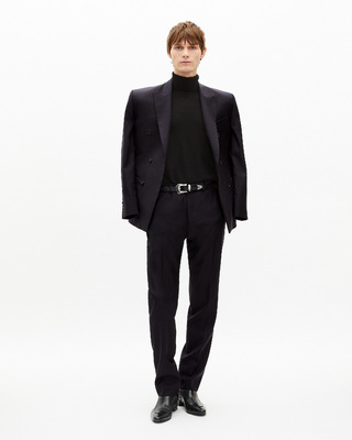 Navy pinstripe suit pants