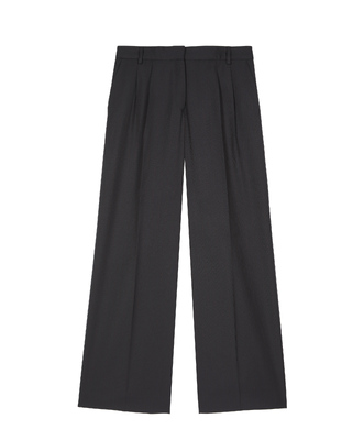 Wide-leg wool suit pants in navy stripes