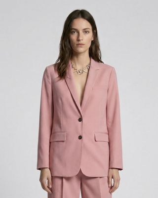 Pastel pink linen and cotton straight suit jacket