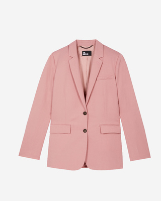 Pastel pink linen and cotton straight suit jacket