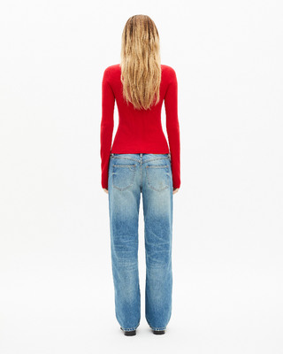 Red rib knit sweater