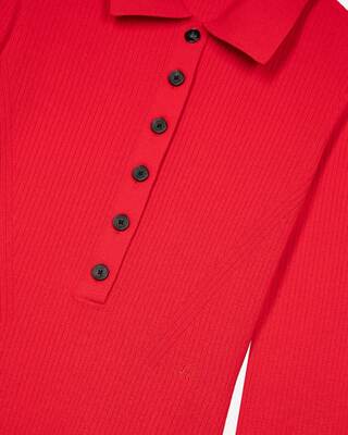 Red rib knit sweater