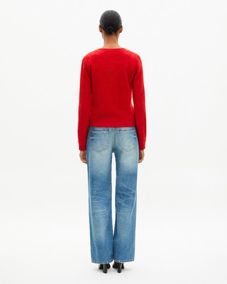 Red cashmere cardigan