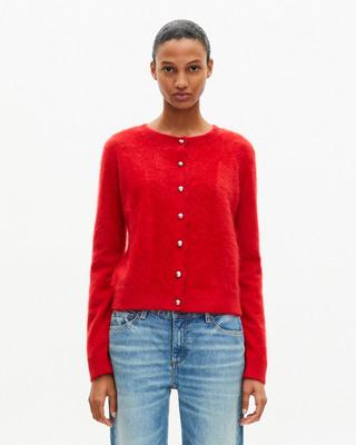 Red cashmere cardigan