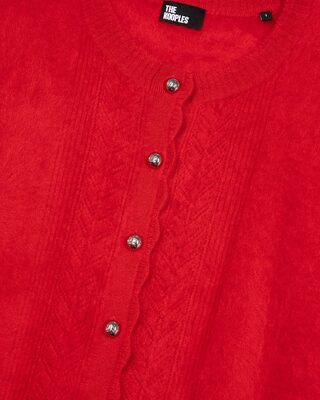 Red cashmere cardigan