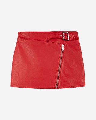 Leather skirt with red zip