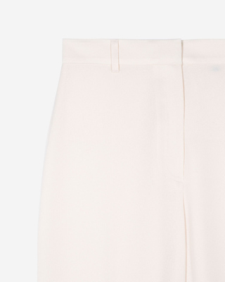 Wide-leg pants in ecru satin