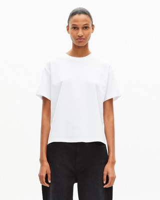 Straight white cotton-blend T-shirt