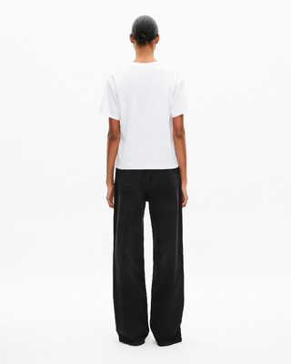 Straight white cotton-blend T-shirt