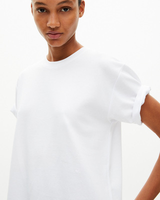 Straight white cotton-blend T-shirt