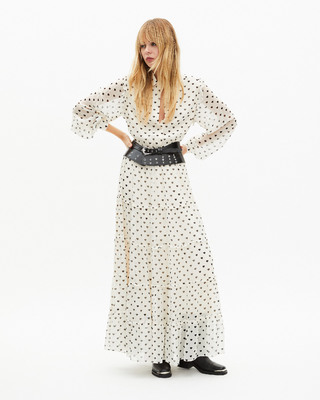 Ecru heart print maxi dress