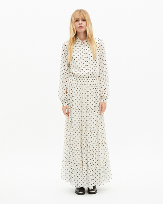 Ecru heart print maxi dress