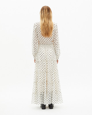 Ecru heart print maxi dress