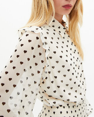 Ecru heart print maxi dress