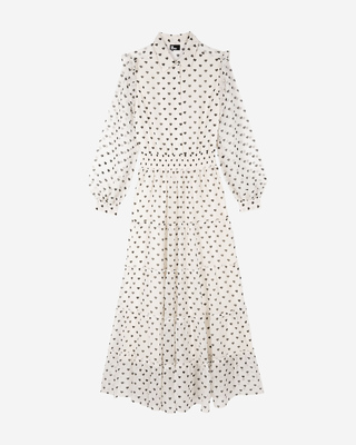 Ecru heart print maxi dress