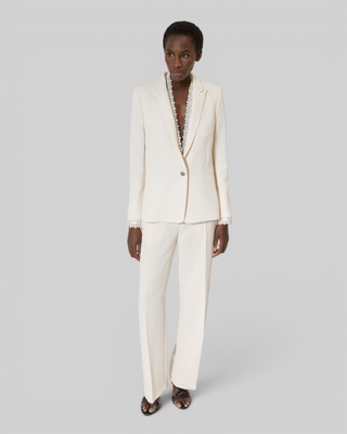 Ecru wide-leg pants