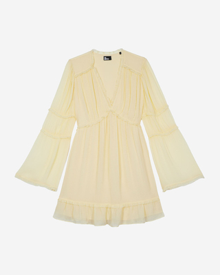 Short yellow ruffled dress