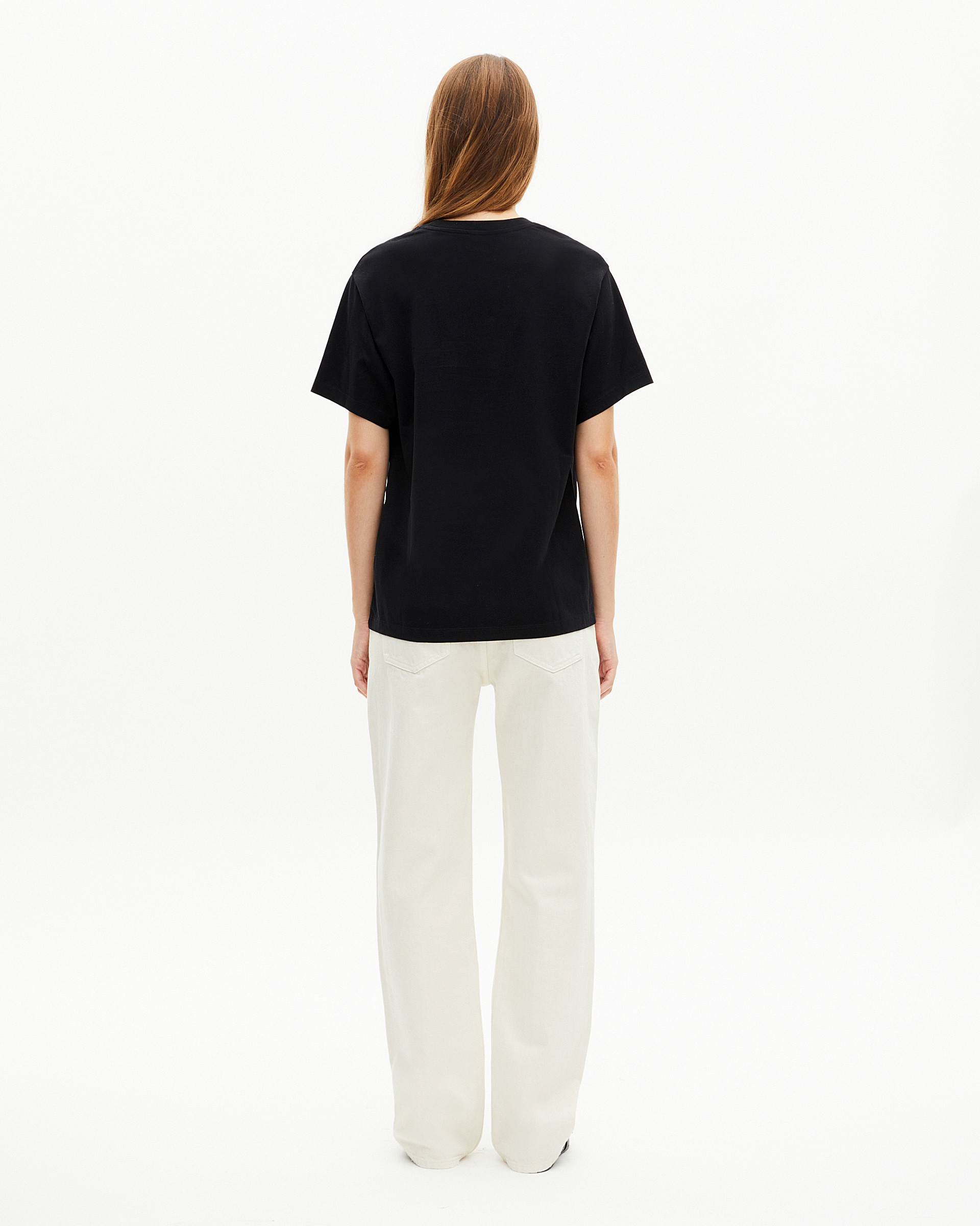 T-shirt with black rhinestone screen print