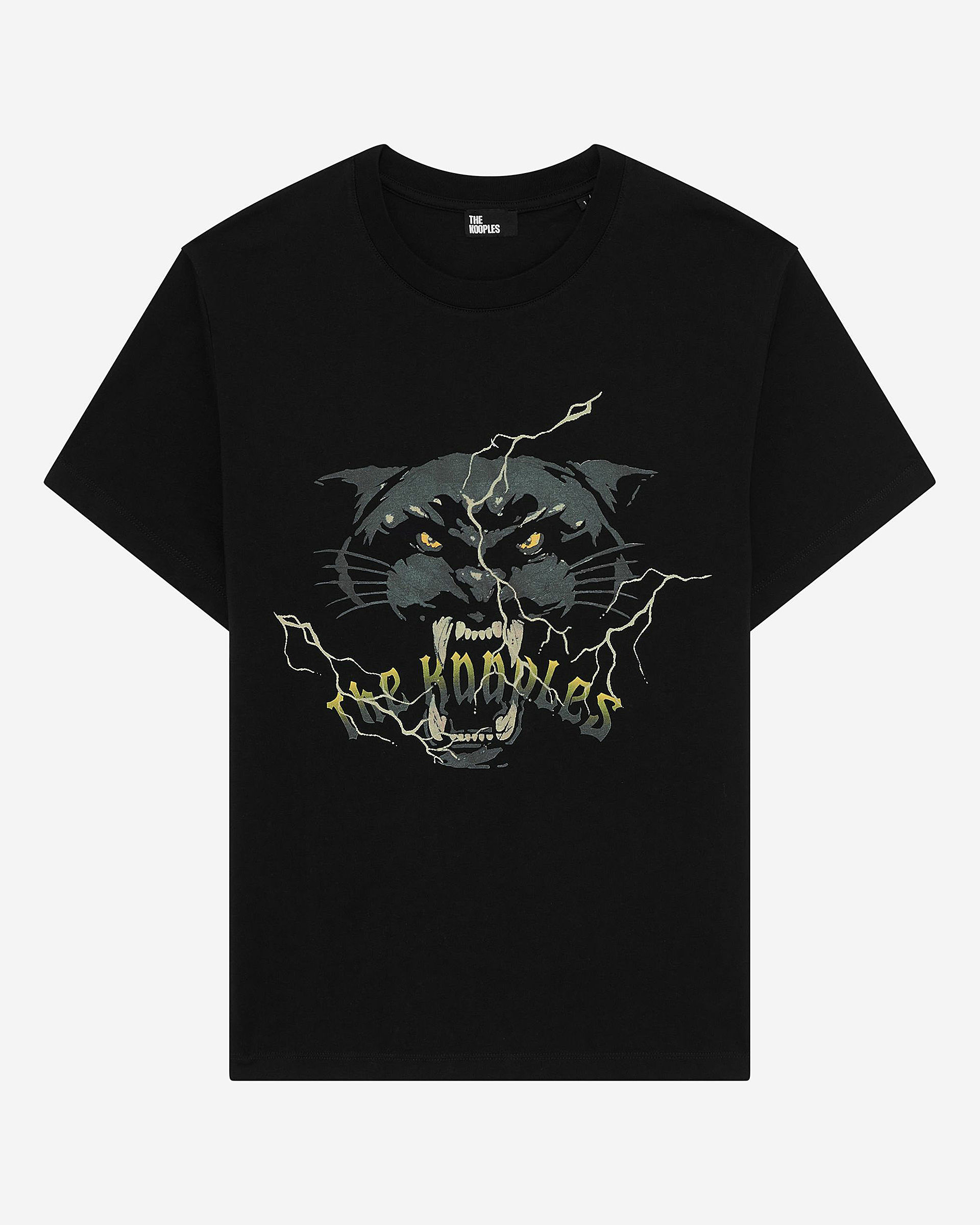 T-shirt with black rhinestone screen print