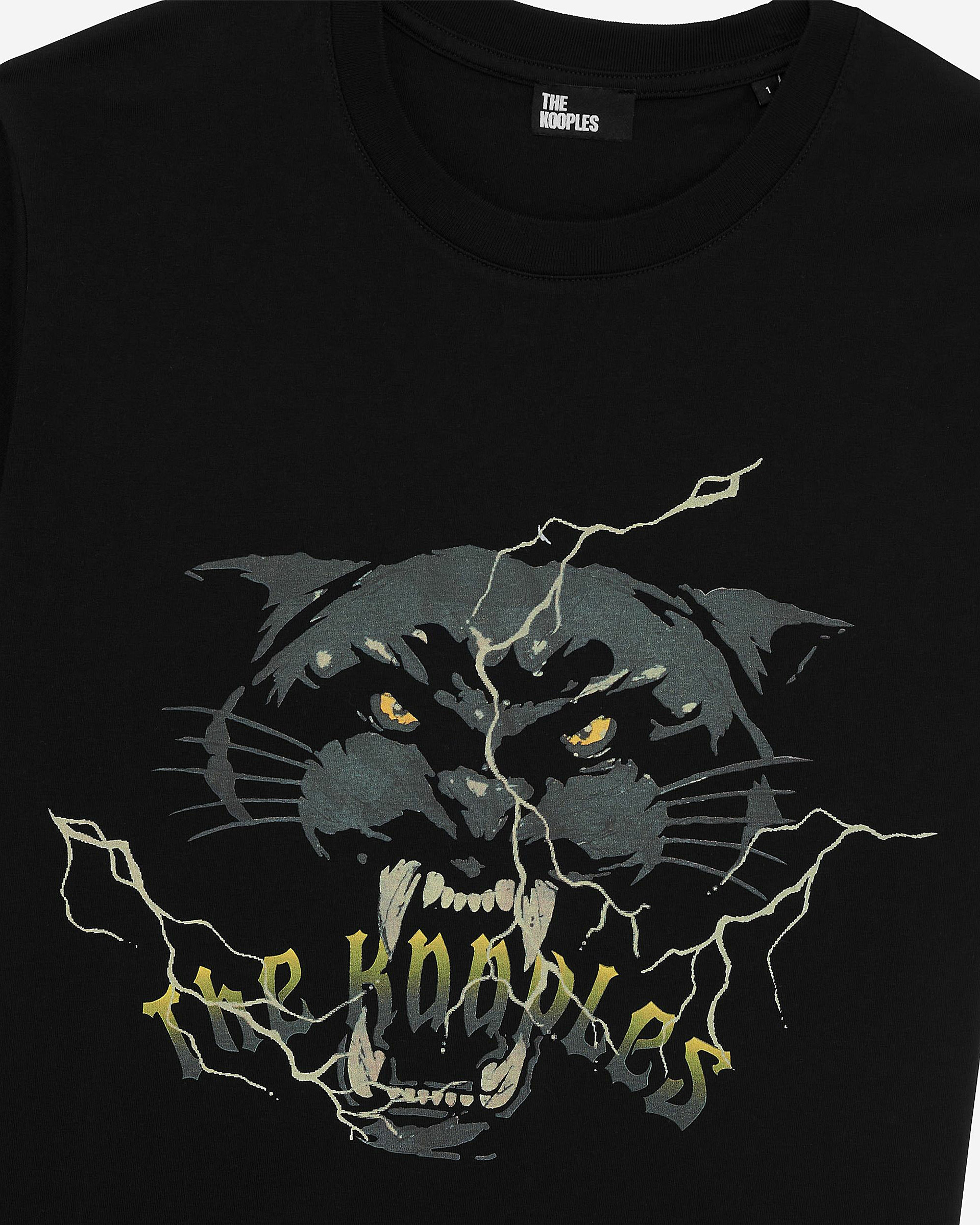 T-shirt with black rhinestone screen print
