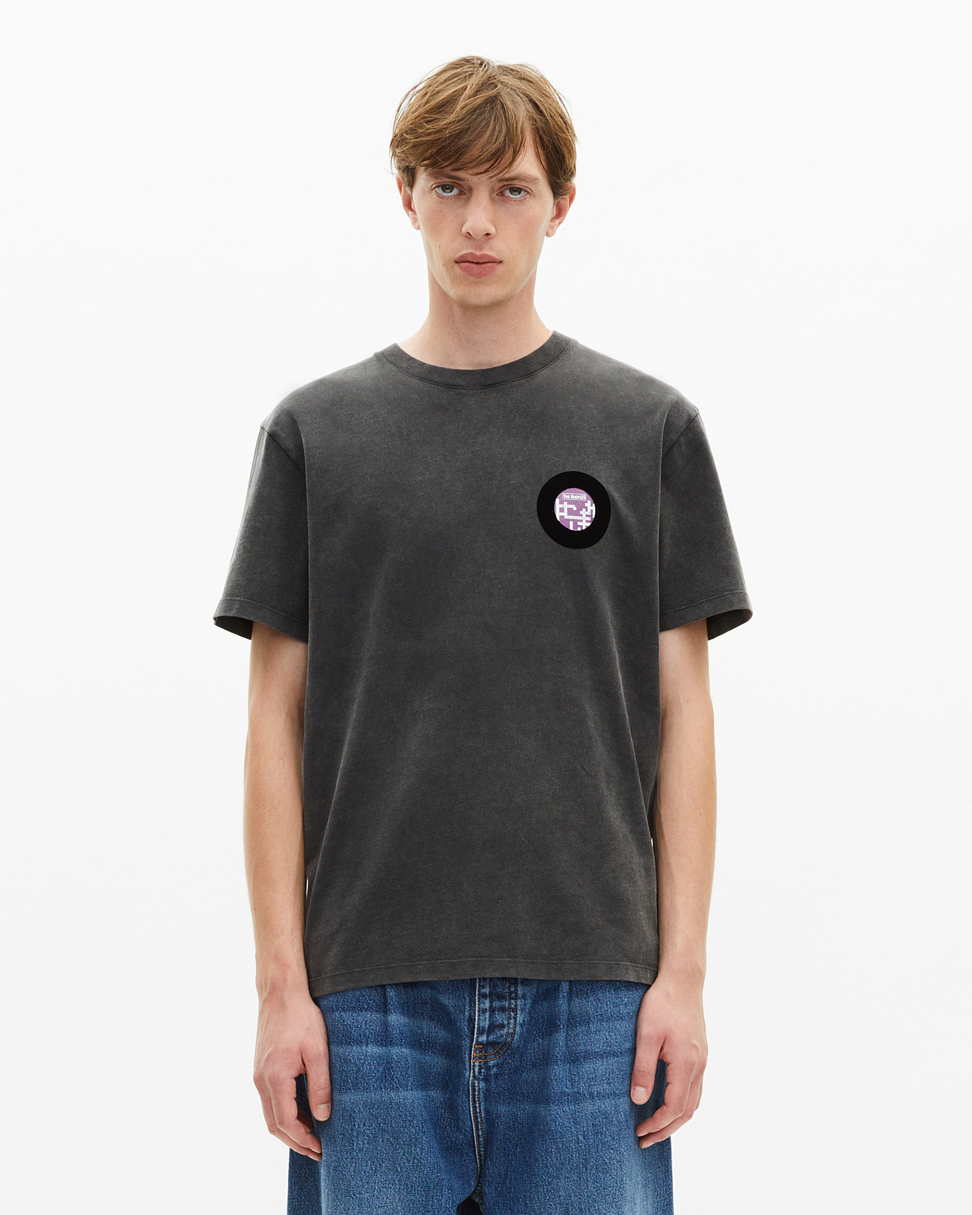 T-shirt with black vinyl flocking