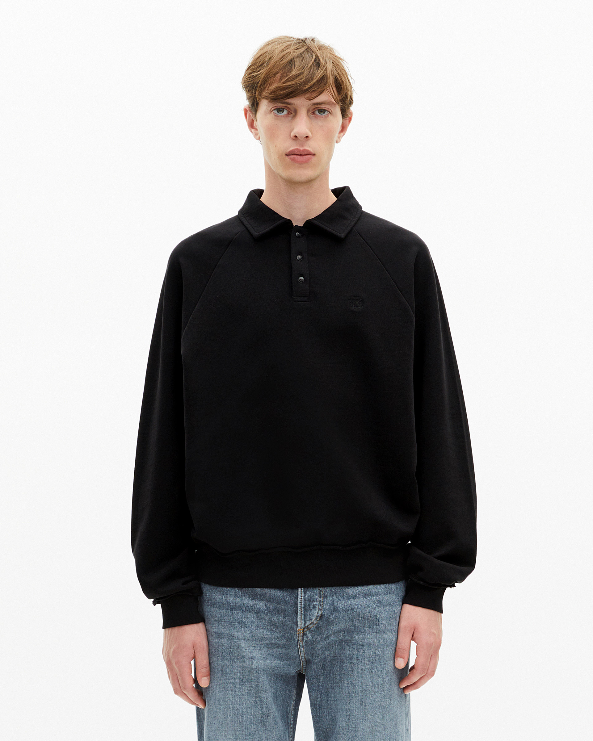 Black polo-neck sweatshirt