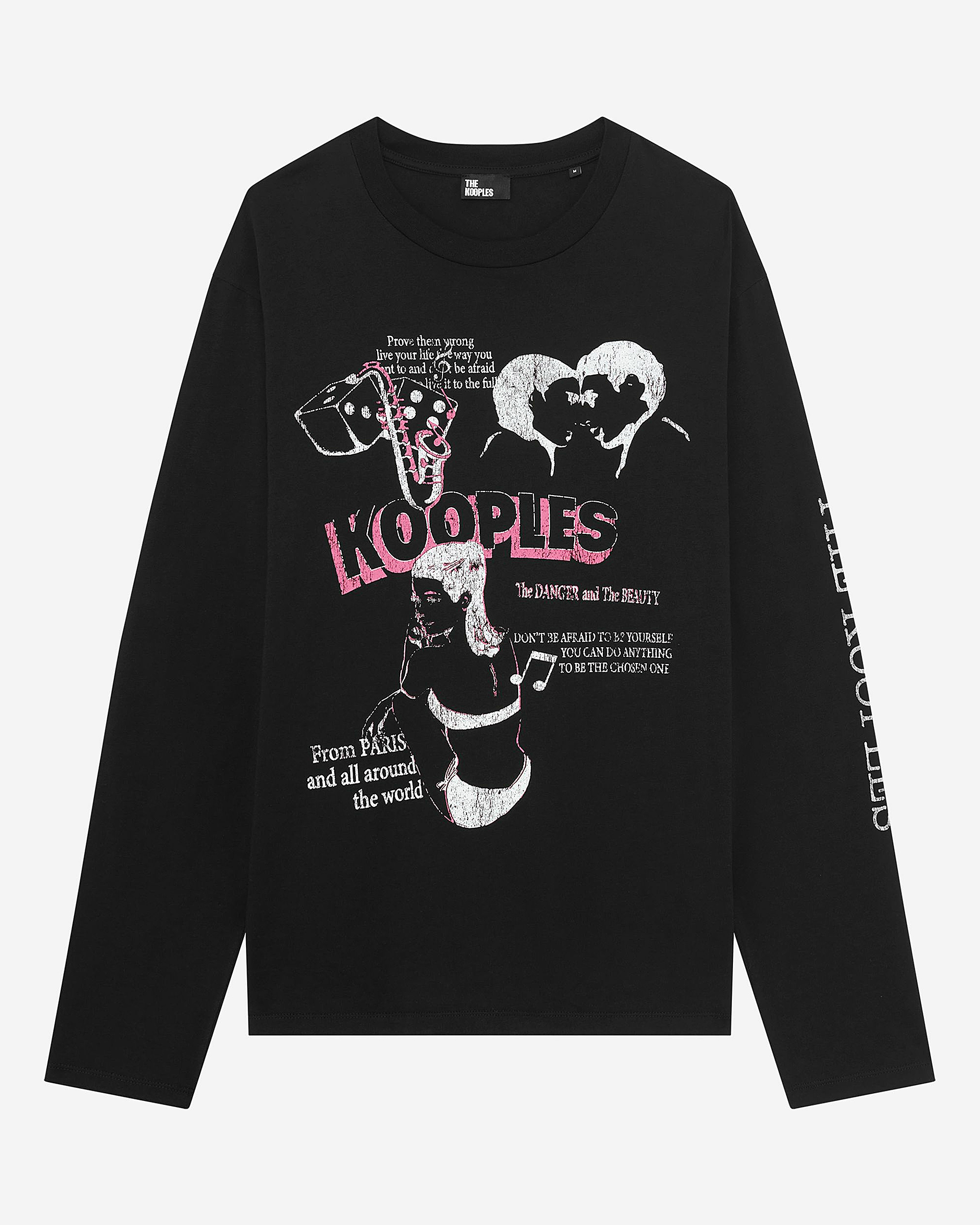 Long-sleeved t-shirt with black screen printing