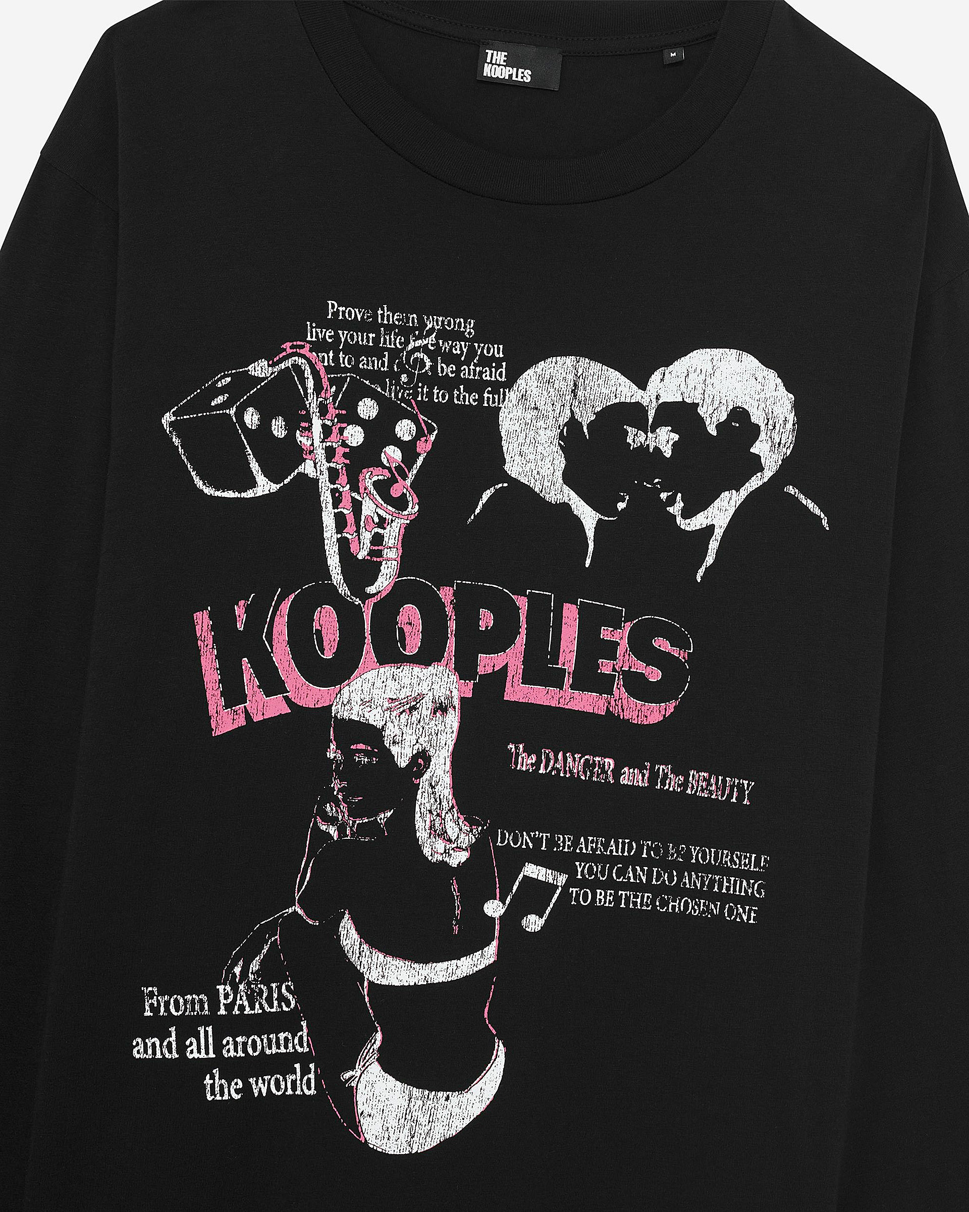 Long-sleeved t-shirt with black screen printing