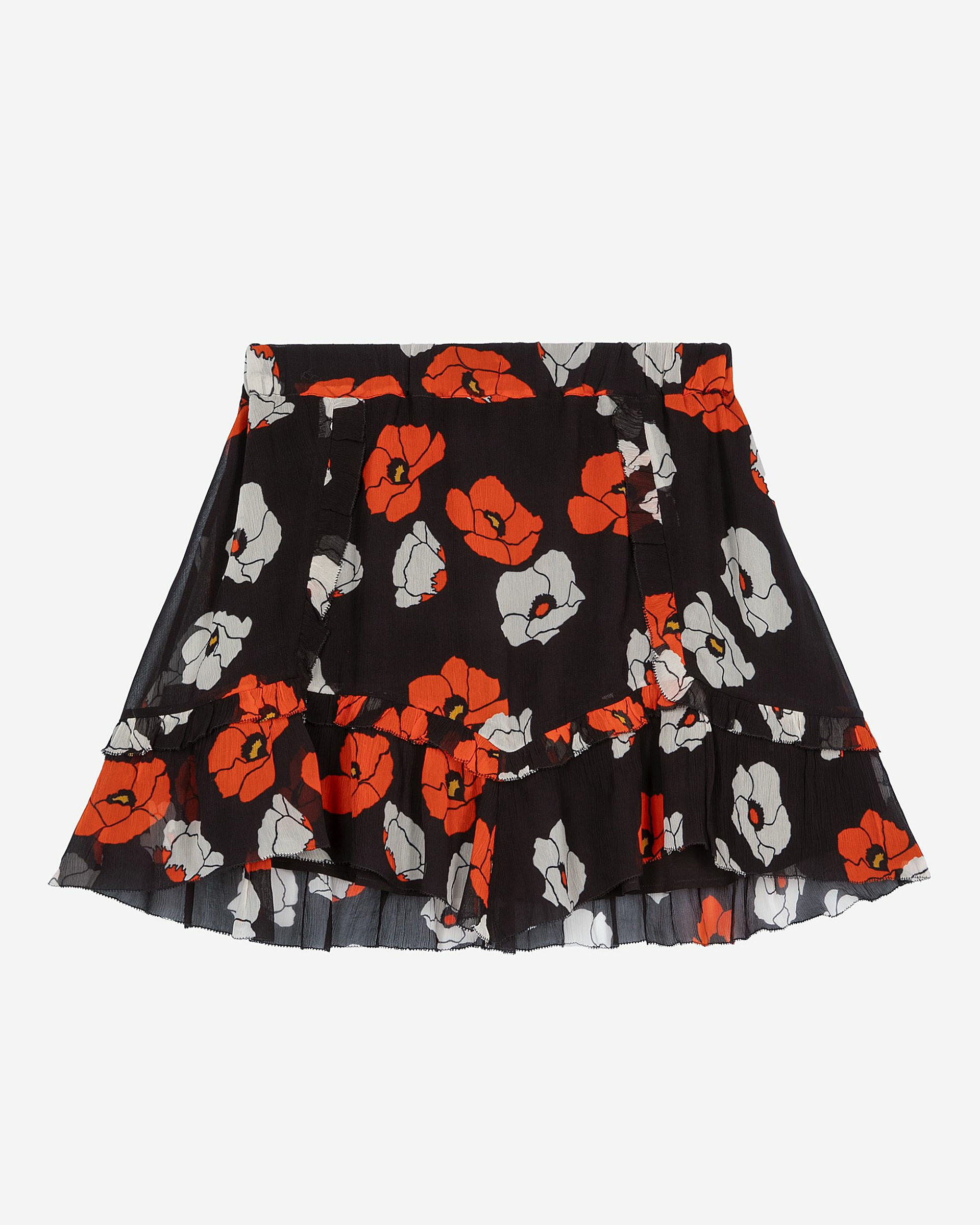 Short black floral print skirt