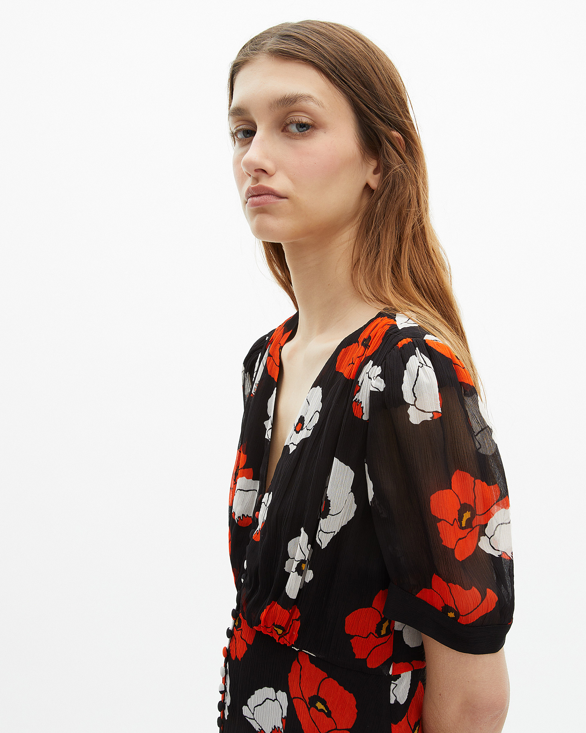 Black floral print maxi dress