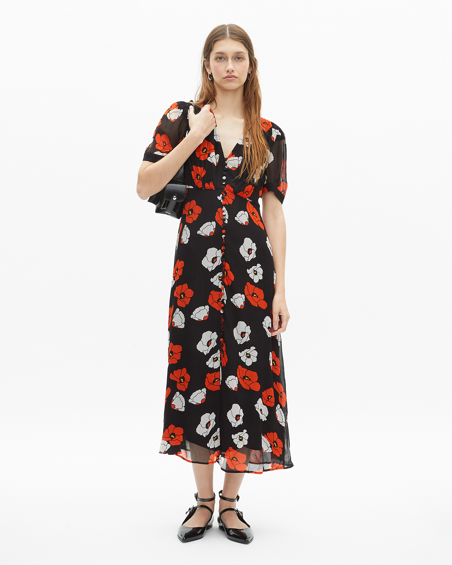 Black floral print maxi dress